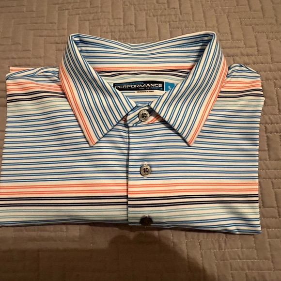 Roundtree Yorke Performance Polo, White/Blue/Orange, Large - Picture 4 of 4